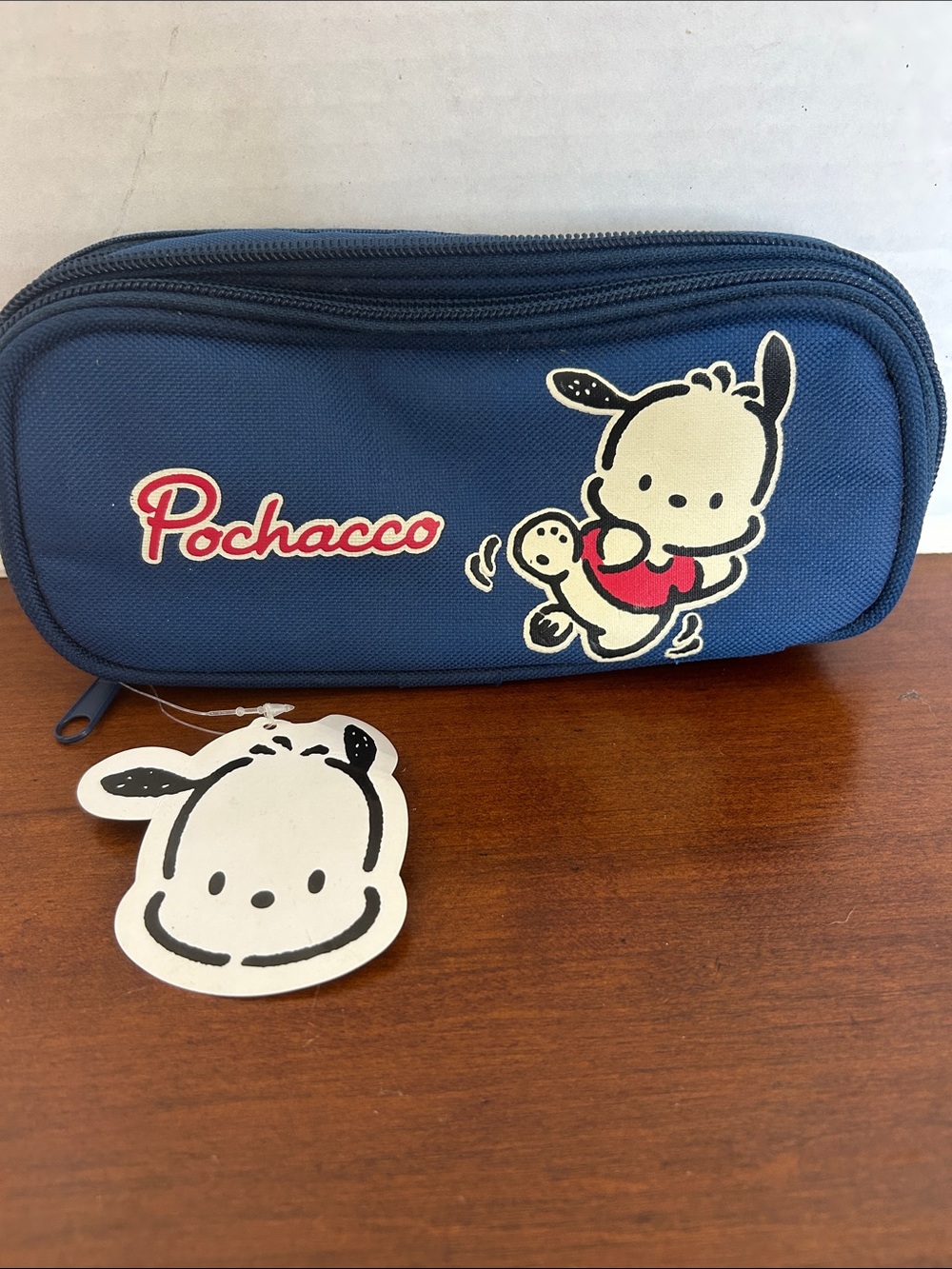 Sanrio 2011 Pochacco Blue Pencil or Cosmetic Case with Red Accent
